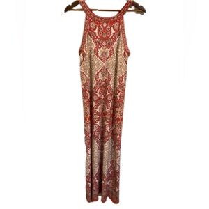 Max Studio Red Boho Paisley Print Halter Maxi Dress Women’s Small